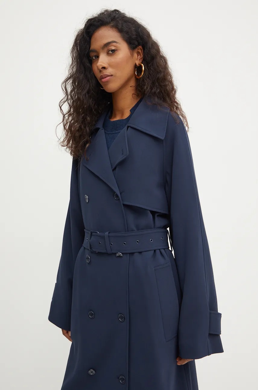 Тренч MICHAEL Michael Kors жіночий колір синій перехідний oversize MF420EXENX 