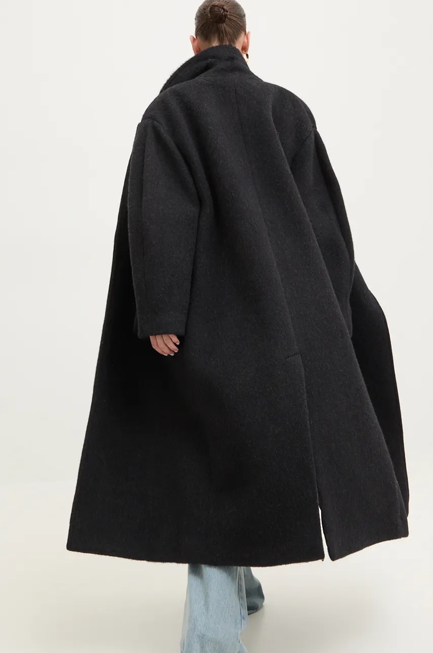 Вовняне пальто MSGM колір чорний перехідне oversize 3742MDC04.247503 