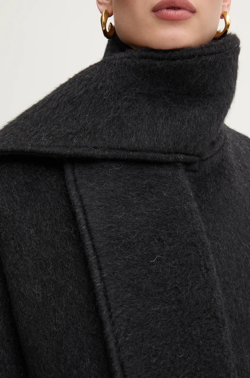 Вовняне пальто MSGM колір чорний перехідне oversize 3742MDC04.247503 