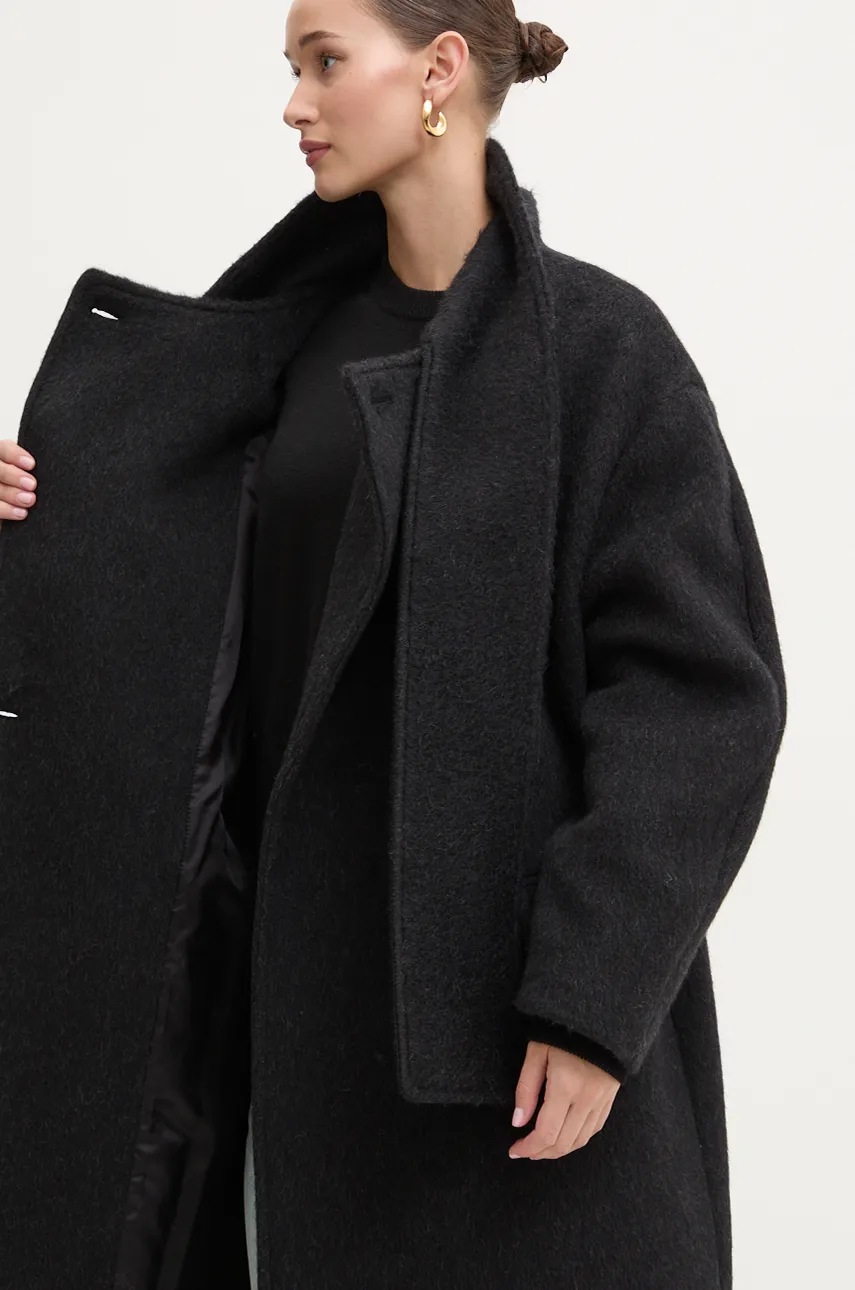 Вовняне пальто MSGM колір чорний перехідне oversize 3742MDC04.247503 
