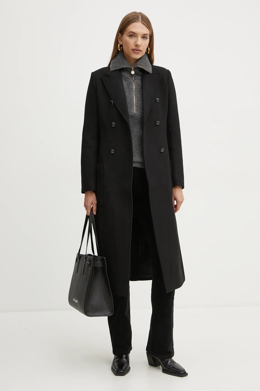 Пальто с примесью шерсти Morgan GMIDI цвет чёрный переходное двубортное GMIDI Пальто с примесью шерсти Morgan GMIDI цвет чёрный переходное двубортное GMIDI