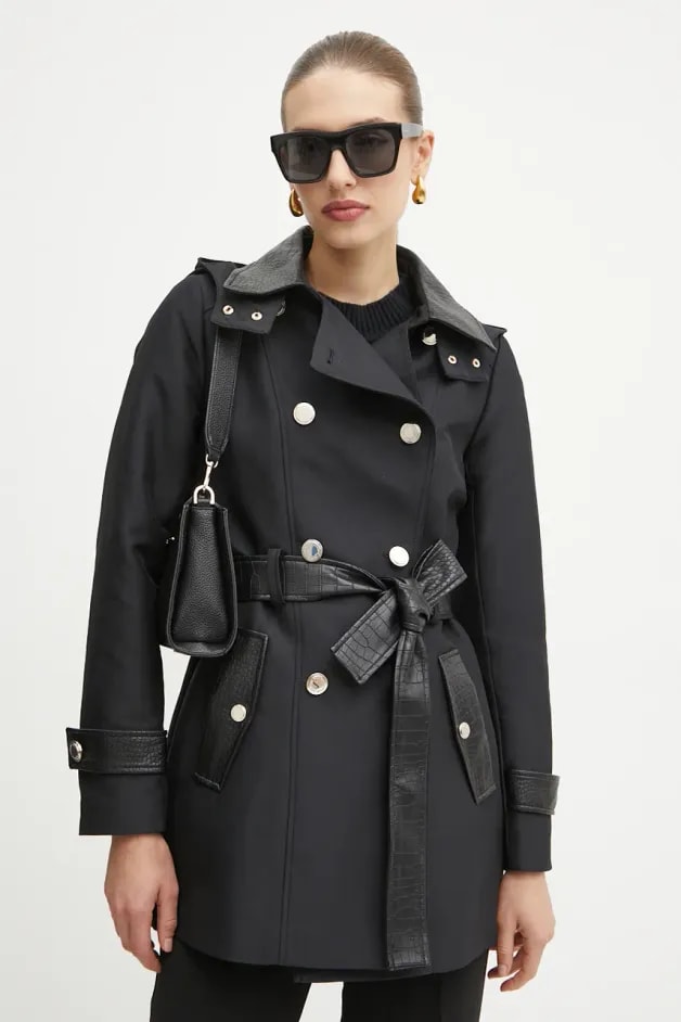 Morgan palton GZIMA femei, culoarea negru, de tranzitie, GZIMA Morgan palton GZIMA femei, culoarea negru, de tranzitie, GZIMA