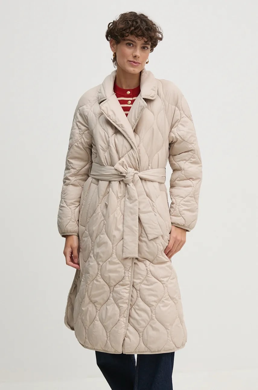 OUI palton femei, culoarea bej, de tranzitie, oversize, 89459