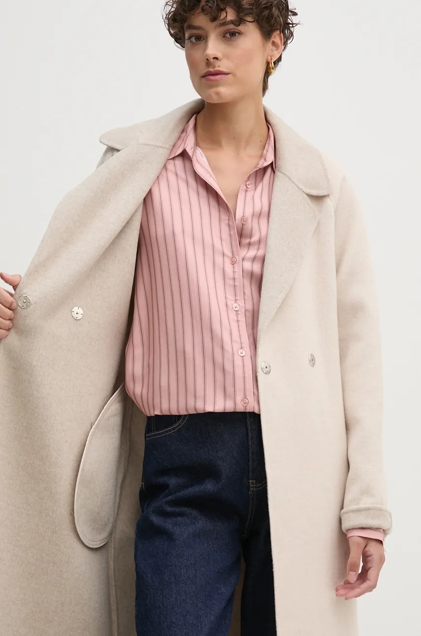 Μάλλινο παλτό OUI χρώμα: μπεζ, 89837 φωτογραφία