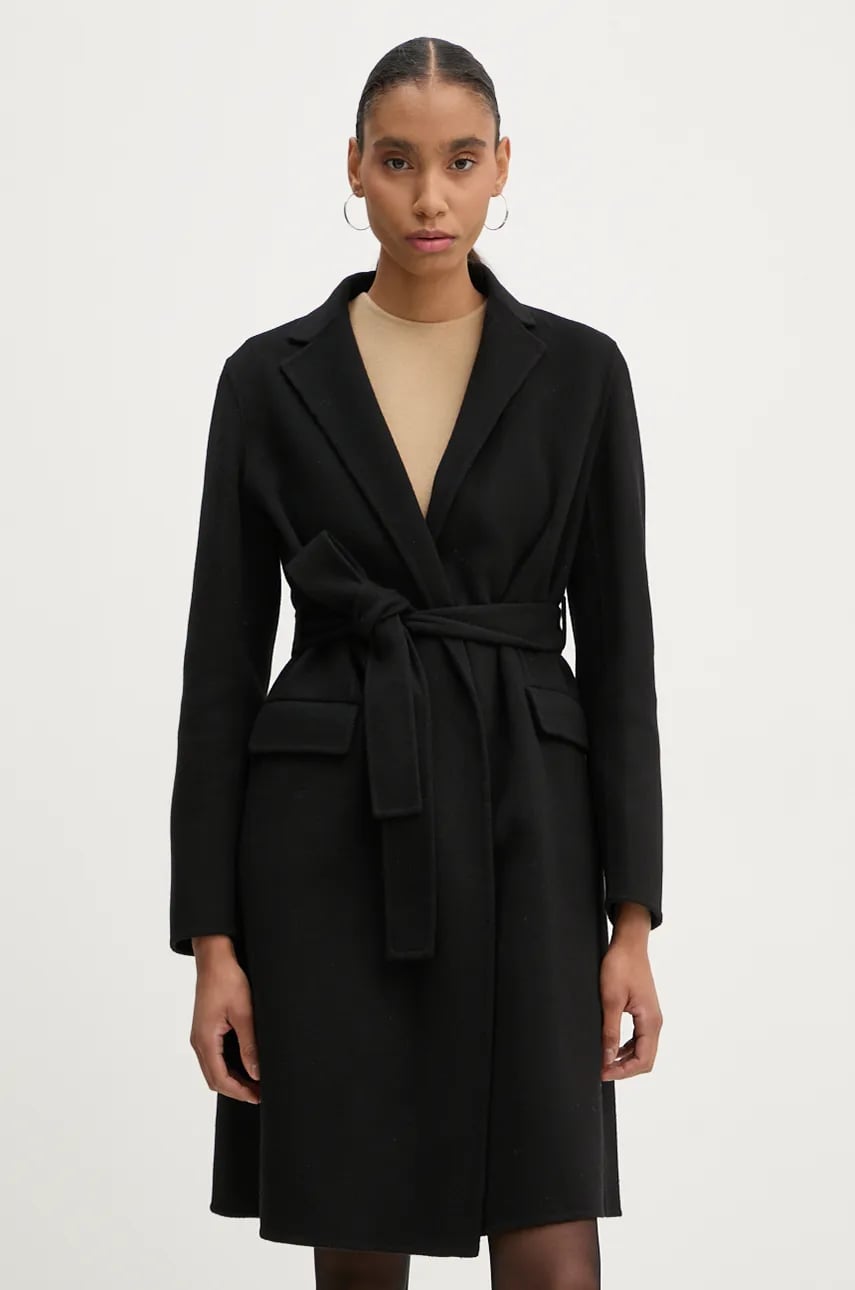 Theory palton de lana culoarea negru, de tranzitie, desfacut, M0701410 Theory palton de lana culoarea negru, de tranzitie, desfacut, M0701410