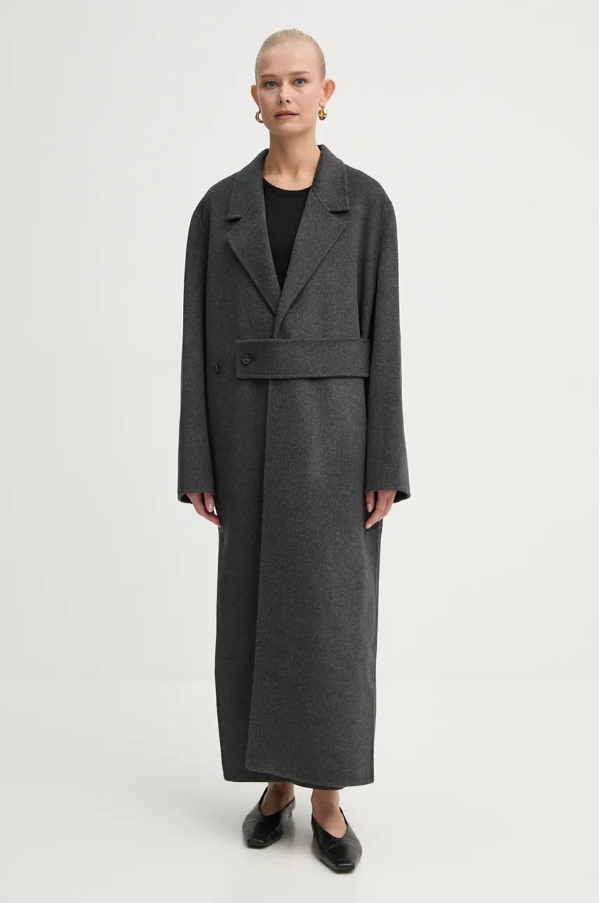 AERON palton de lana culoarea gri, de tranzitie, CO118453 AERON palton de lana culoarea gri, de tranzitie, CO118453