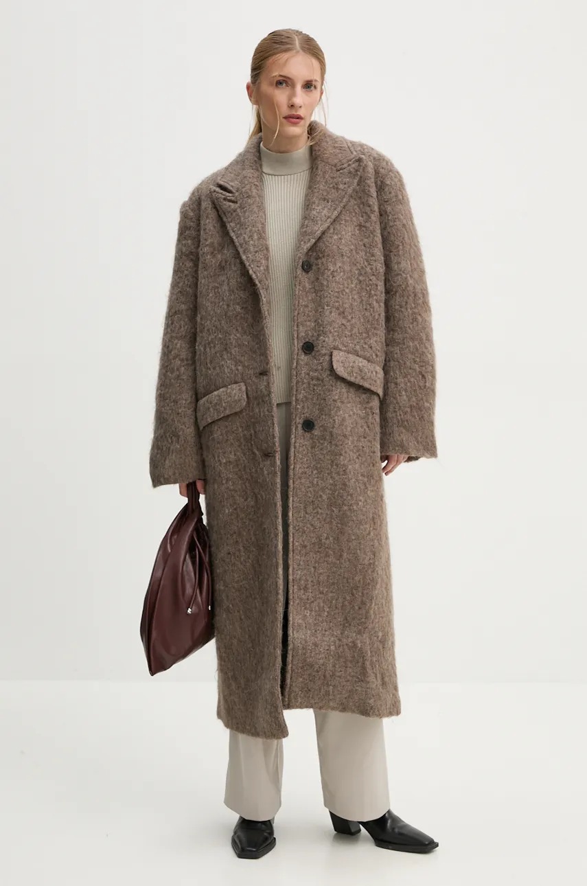 Пальто з домішкою вовни Won Hundred колір коричневий перехідне oversize 3115-14247 