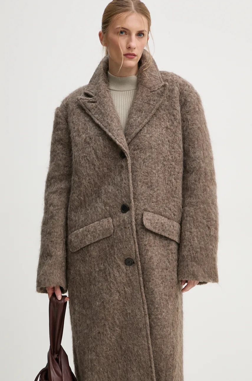 Пальто з домішкою вовни Won Hundred колір коричневий перехідне oversize 3115-14247 
