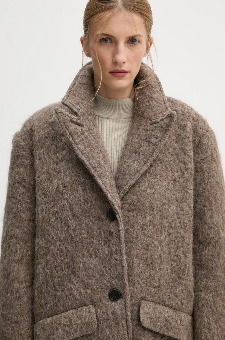Пальто з домішкою вовни Won Hundred колір коричневий перехідне oversize 3115-14247 