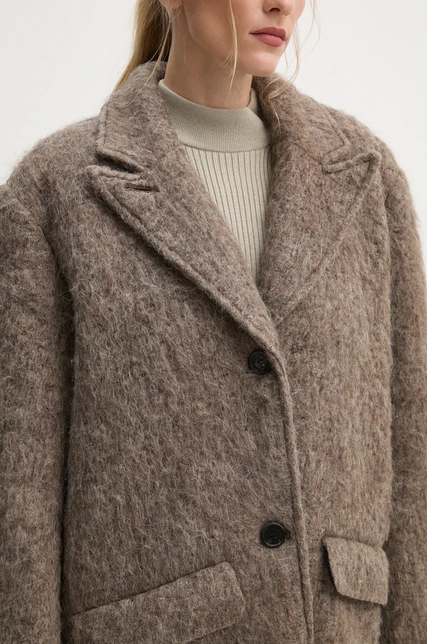 Пальто з домішкою вовни Won Hundred колір коричневий перехідне oversize 3115-14247 