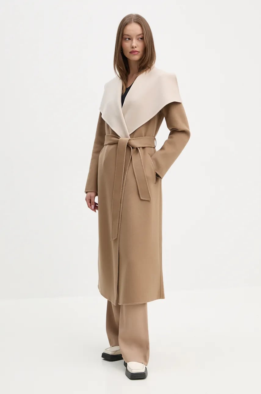 MACKAGE palton de lana culoarea maro, de tranzitie, oversize, MAI-CN MACKAGE palton de lana culoarea maro, de tranzitie, oversize, MAI-CN