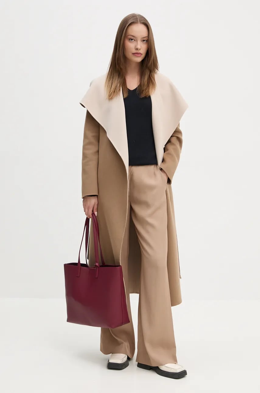 Шерстяное пальто MACKAGE цвет коричневый переходное oversize MAI-CN Шерстяное пальто MACKAGE цвет коричневый переходное oversize MAI-CN