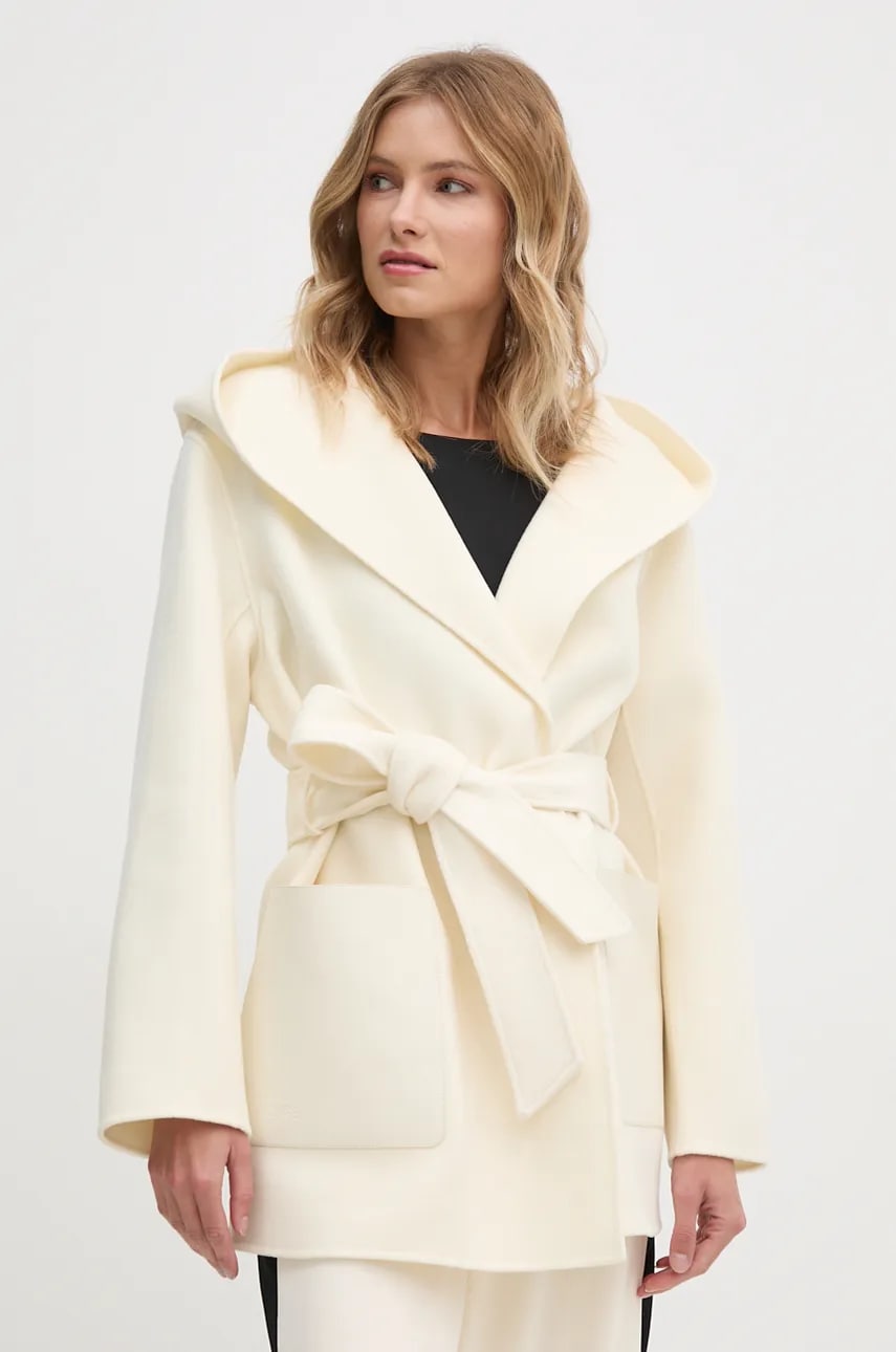MACKAGE palton de lana culoarea bej, de tranzitie, oversize, AZRA MACKAGE palton de lana culoarea bej, de tranzitie, oversize, AZRA