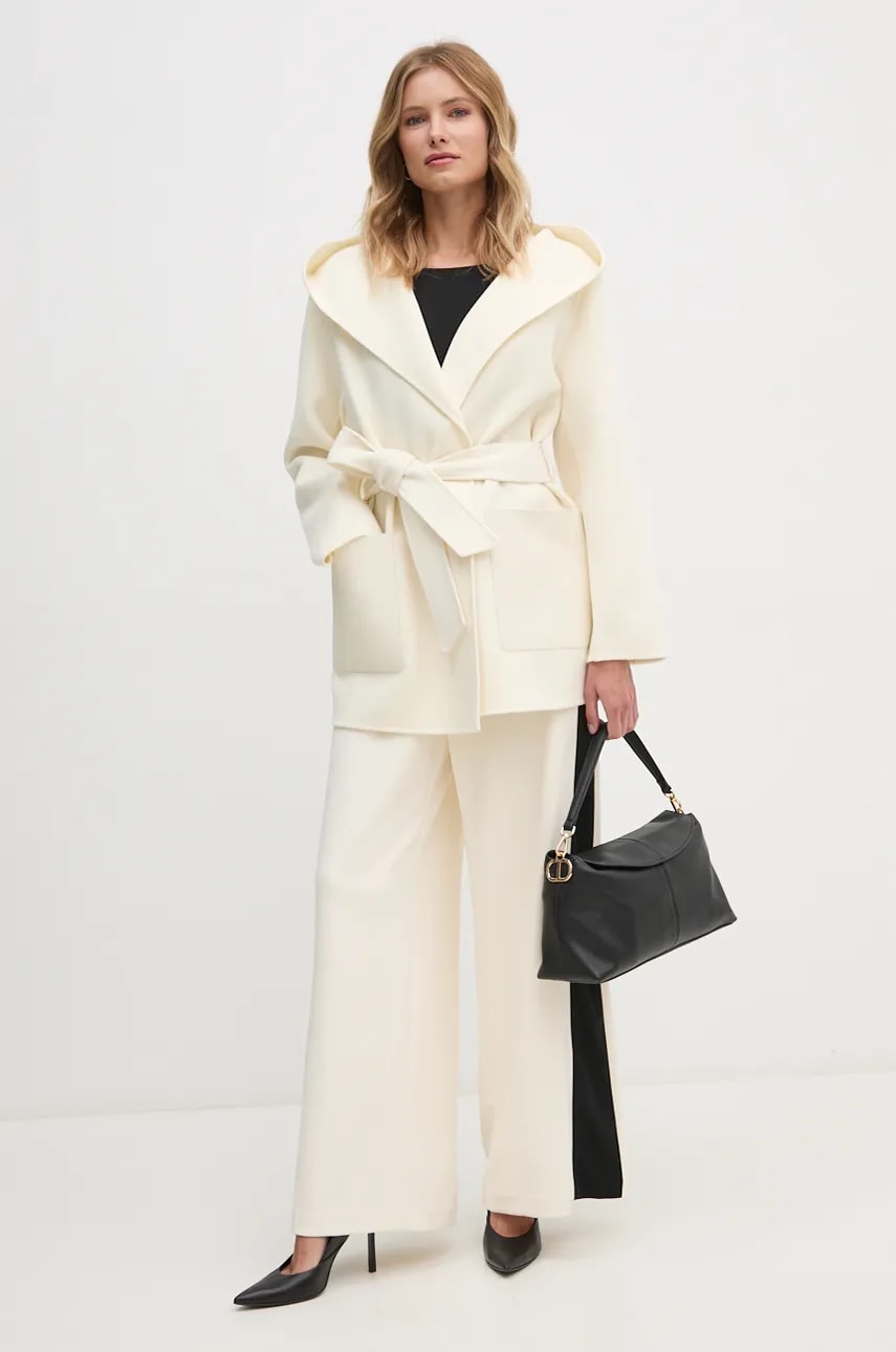 Шерстяное пальто MACKAGE цвет бежевый переходное oversize AZRA Шерстяное пальто MACKAGE цвет бежевый переходное oversize AZRA