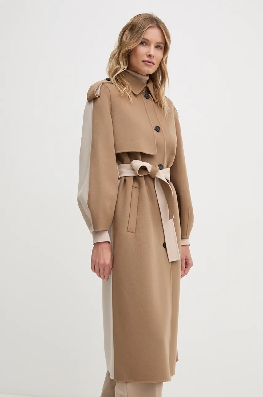 MACKAGE palton de lana culoarea bej, de tranzitie, CEYLA