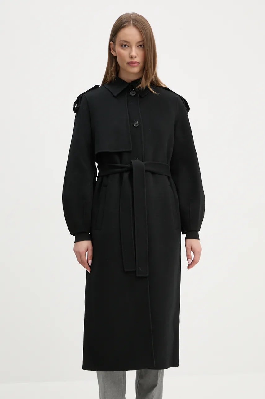 MACKAGE palton de lana culoarea negru, de tranzitie, CEYLA MACKAGE palton de lana culoarea negru, de tranzitie, CEYLA
