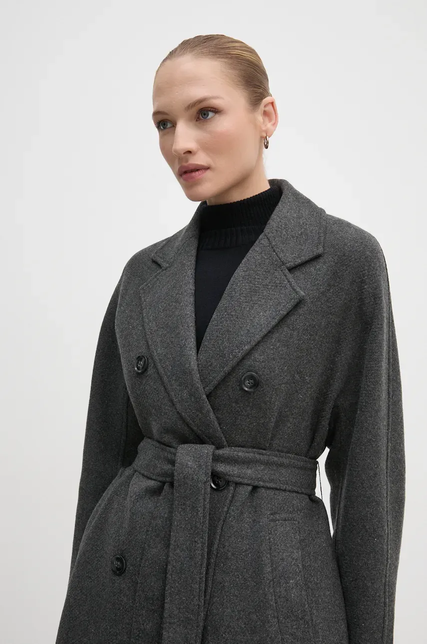 Пальто с примесью шерсти OUI цвет серый переходное oversize 89833 Пальто с примесью шерсти OUI цвет серый переходное oversize 89833