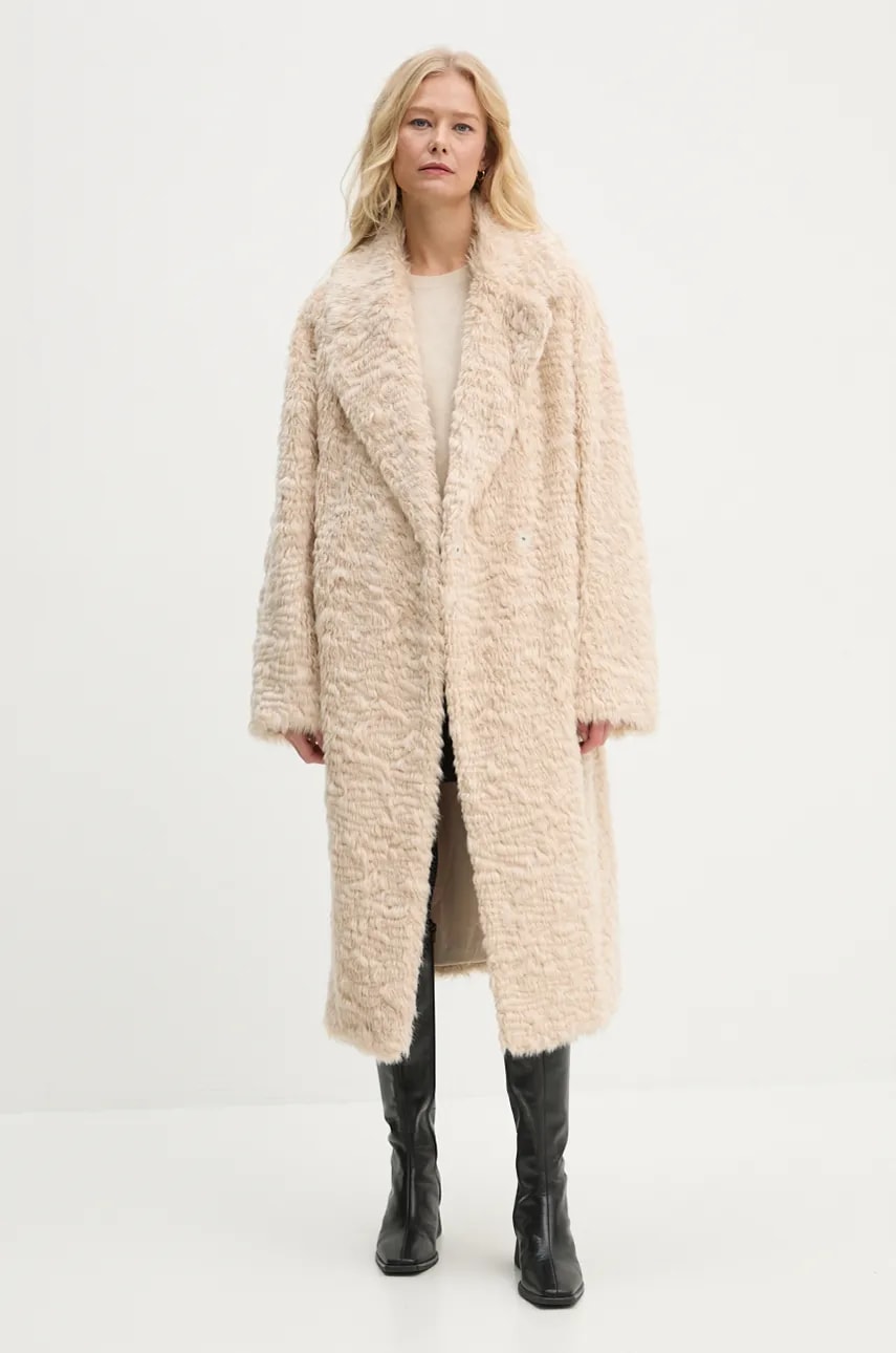 Stand Studio palton Nicole Coat femei, culoarea bej, de tranzitie, cu doua randuri de nasturi, 61126-9094 Stand Studio palton Nicole Coat femei, culoarea bej, de tranzitie, cu doua randuri de nasturi, 61126-9094
