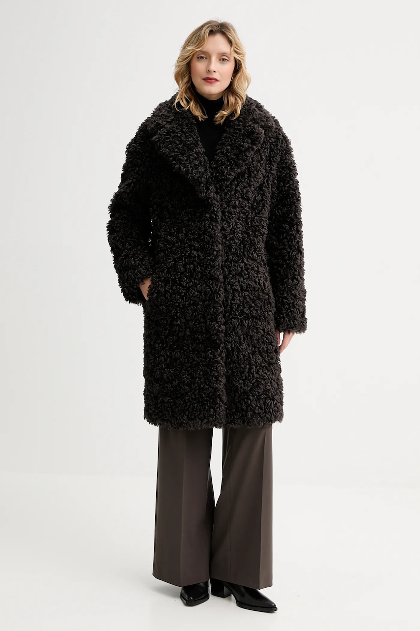 Stand Studio palton Camille Cocoon Coat culoarea negru, de tranziție, oversize, 61137-9061