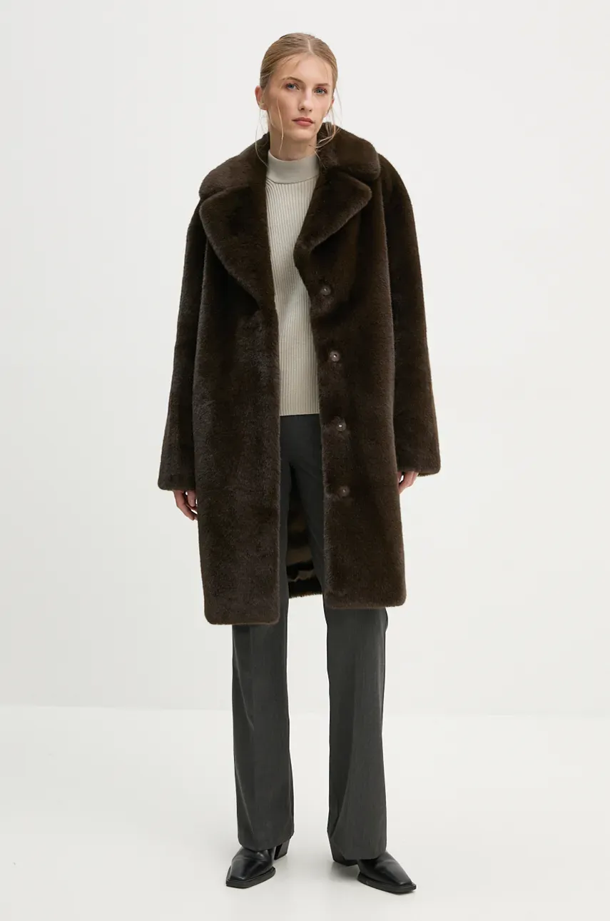Пальто Stand Studio Camille Cocoon Coat женское цвет коричневый переходное oversize 61137-9070 Пальто Stand Studio Camille Cocoon Coat женское цвет коричневый переходное oversize 61137-9070