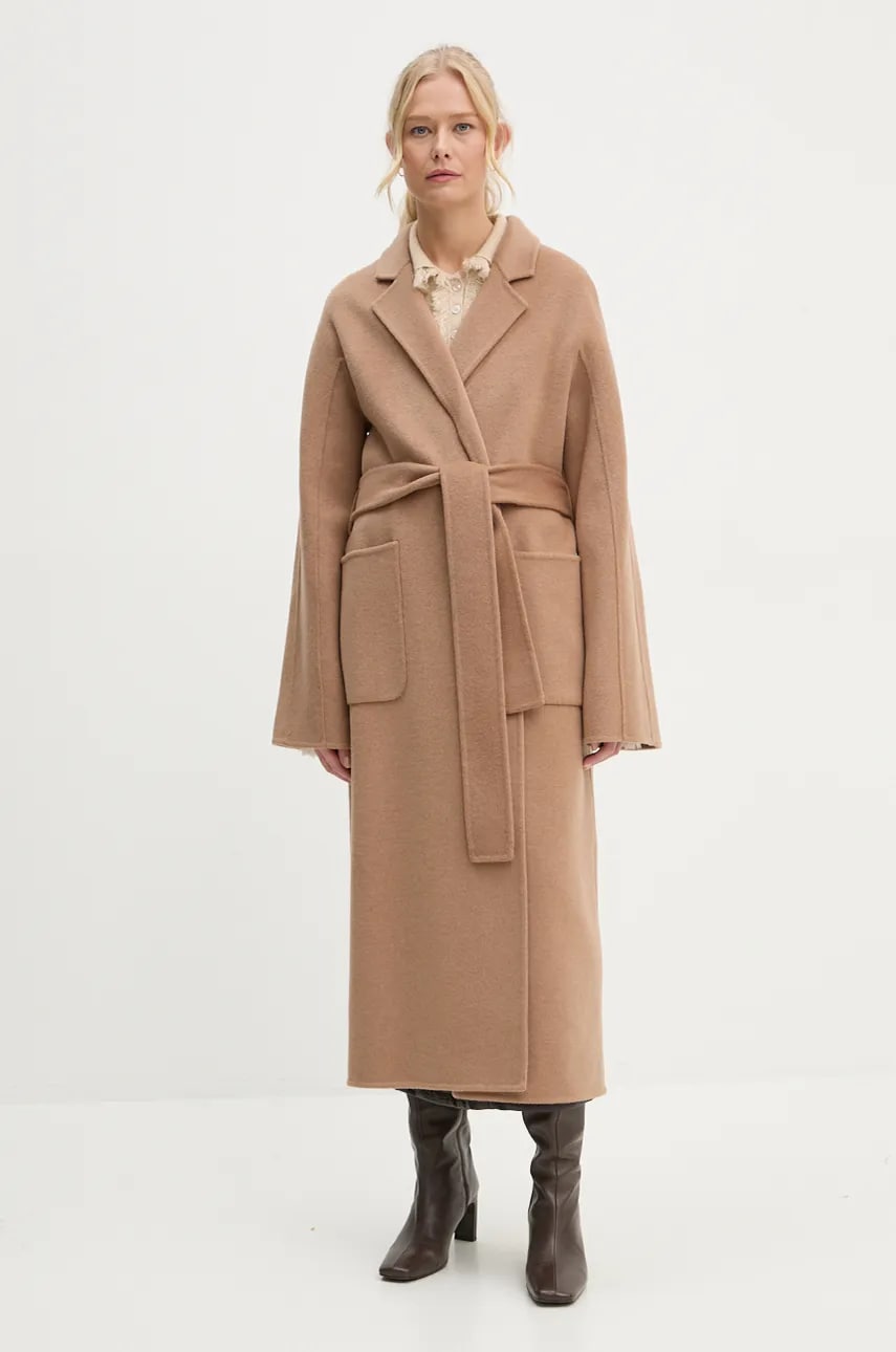 Stand Studio palton de lana Claudine Long Coat culoarea maro, de tranzitie, 61218-8550 Stand Studio palton de lana Claudine Long Coat culoarea maro, de tranzitie, 61218-8550