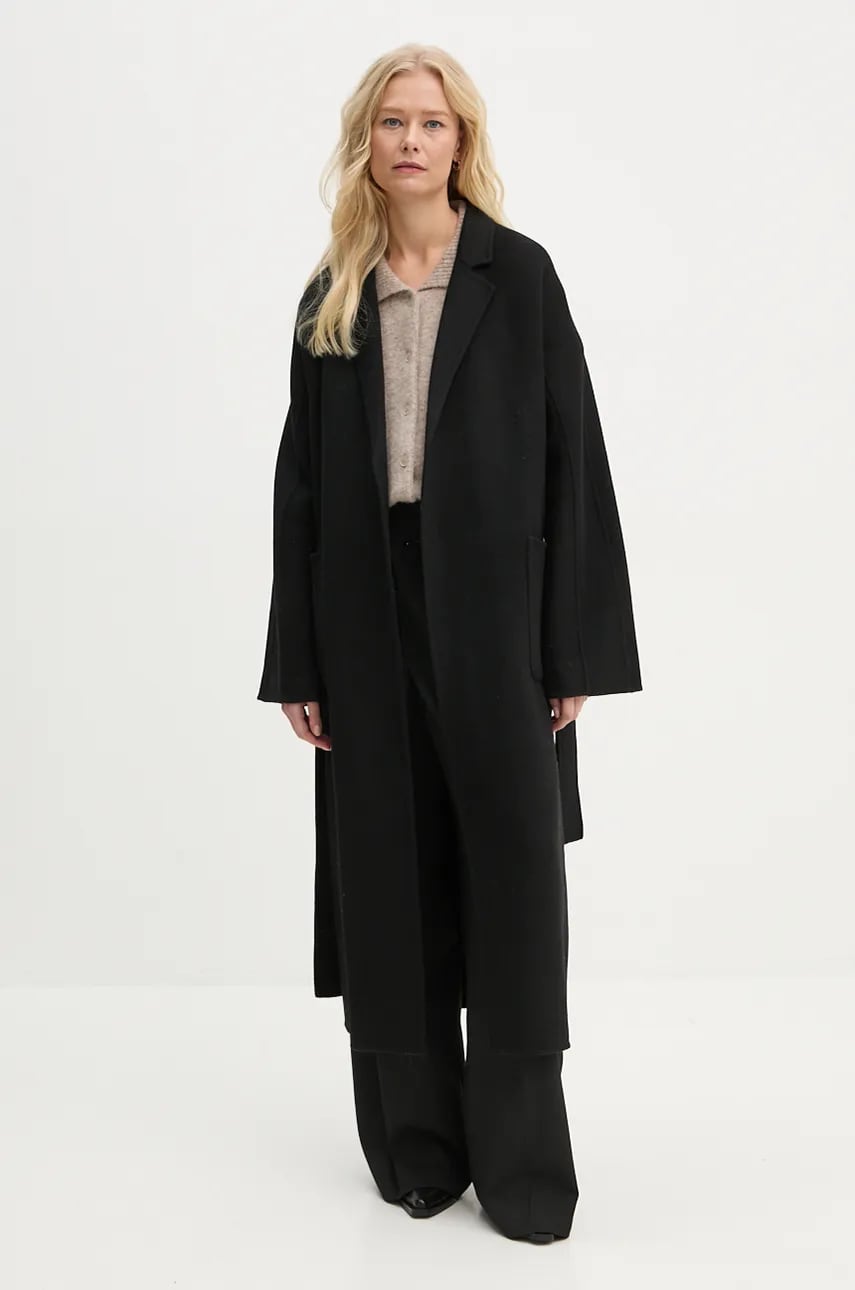 Stand Studio palton de lana Claudine Long Coat culoarea negru, de tranzitie, 61218-8550 Stand Studio palton de lana Claudine Long Coat culoarea negru, de tranzitie, 61218-8550