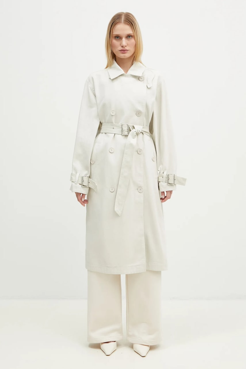 Lacoste trenci din bumbac culoarea bej, de tranzitie, BF4642