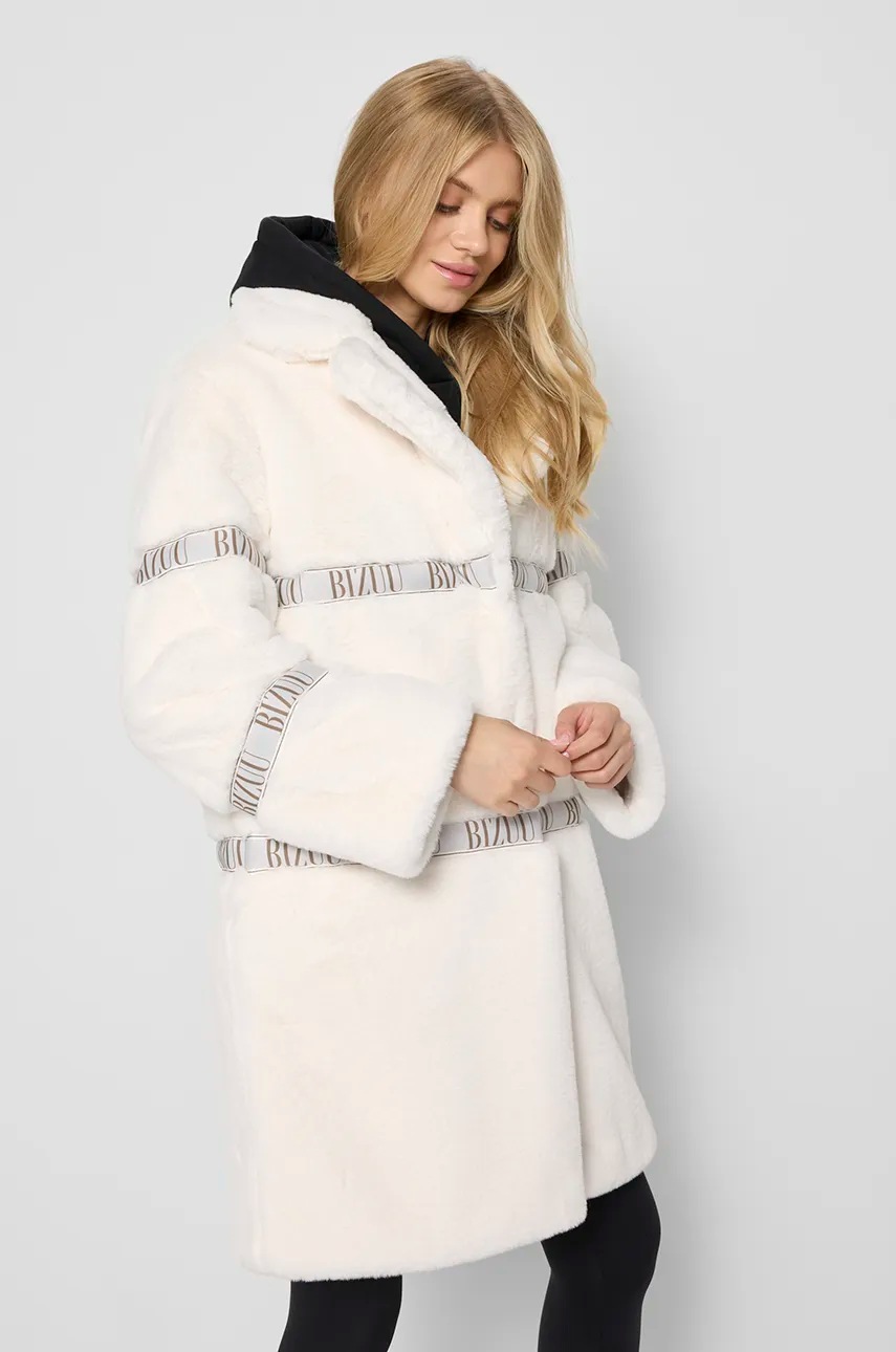 Bizuu palton femei, culoarea bej, de tranzitie, FLORENCE KREMOWY AW24