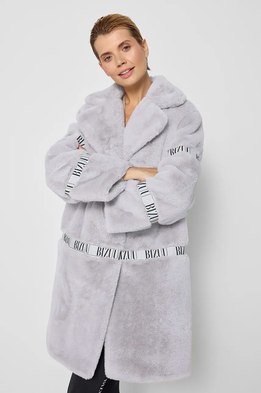 Bizuu palton femei, culoarea gri, de tranzitie, FLORENCE SZARY AW24
