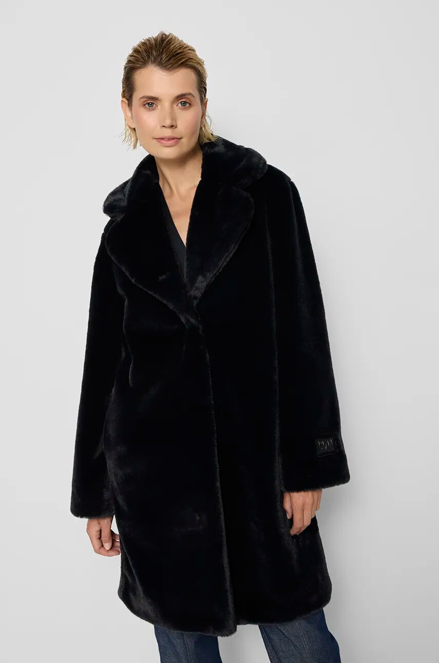 Bizuu palton femei, culoarea negru, de tranzitie, ROMA CZARNY AW24