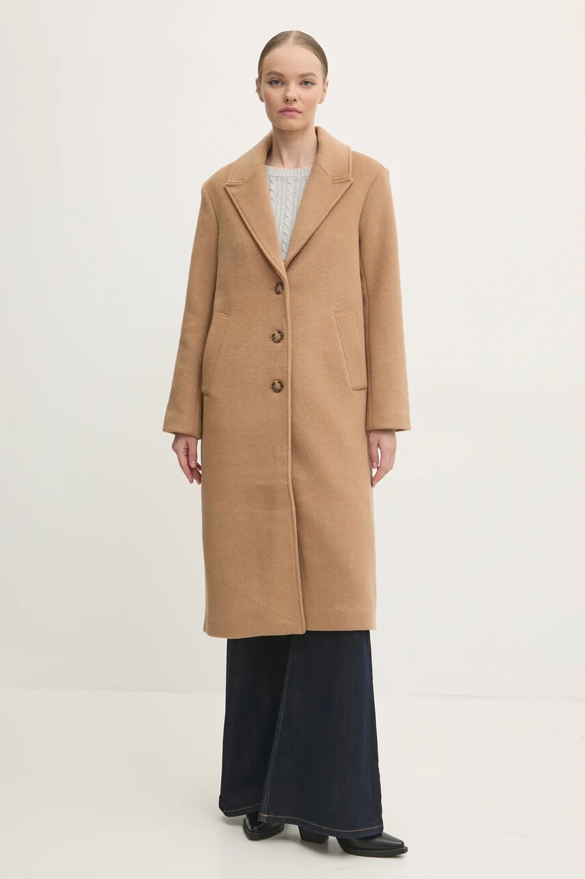 Abercrombie & Fitch palton de lana culoarea maro, de tranzitie, KI144-4244