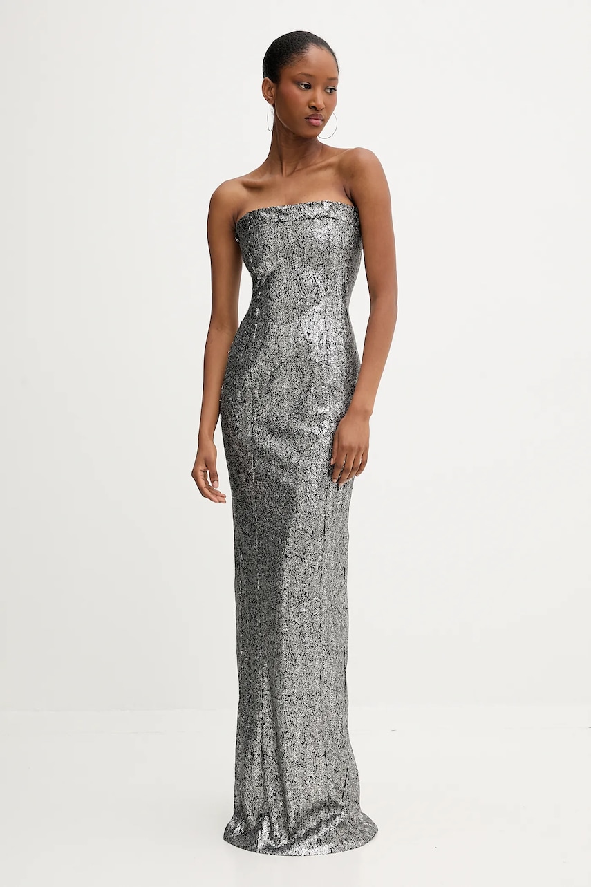 PRESSIAT rochie culoarea gri, maxi, mulata, PRE418FW24