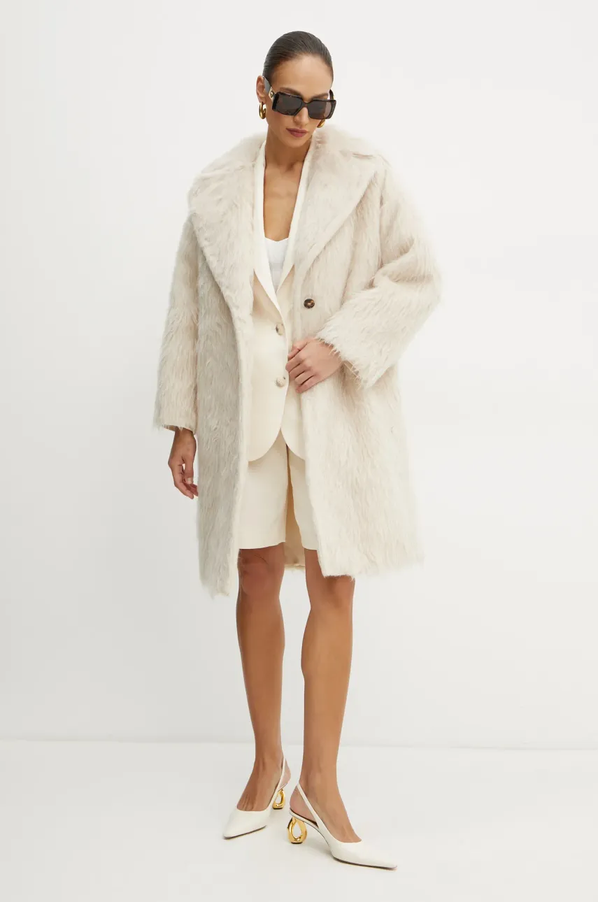 Шерстяное пальто Weekend Max Mara цвет бежевый переходное 2425016013600 Шерстяное пальто Weekend Max Mara цвет бежевый переходное 2425016013600