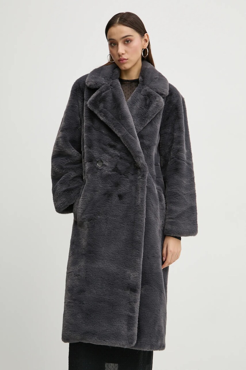 Abercrombie & Fitch palton femei, culoarea gri, de tranzitie, KI144-4289