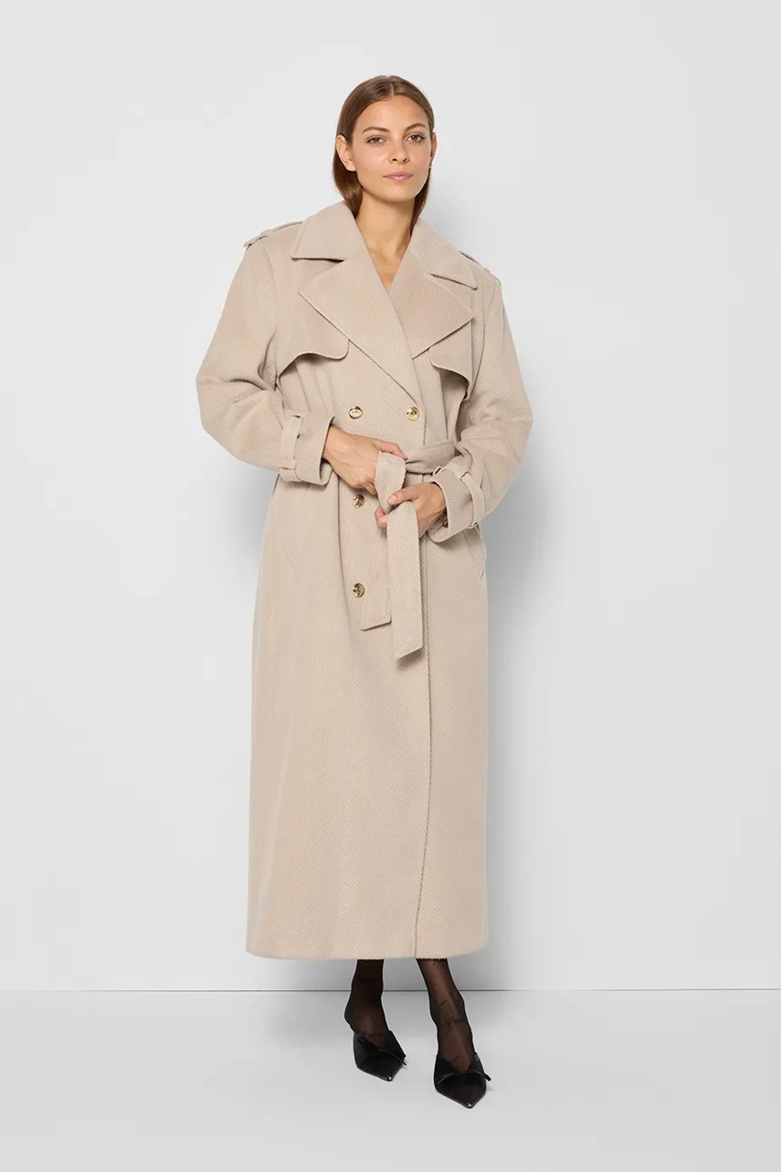 

Палто Bizuu CHIANTE в бежово преходен модел с двуредно закопчаване CHIANTE_BEZOWY_AW24, Бежов