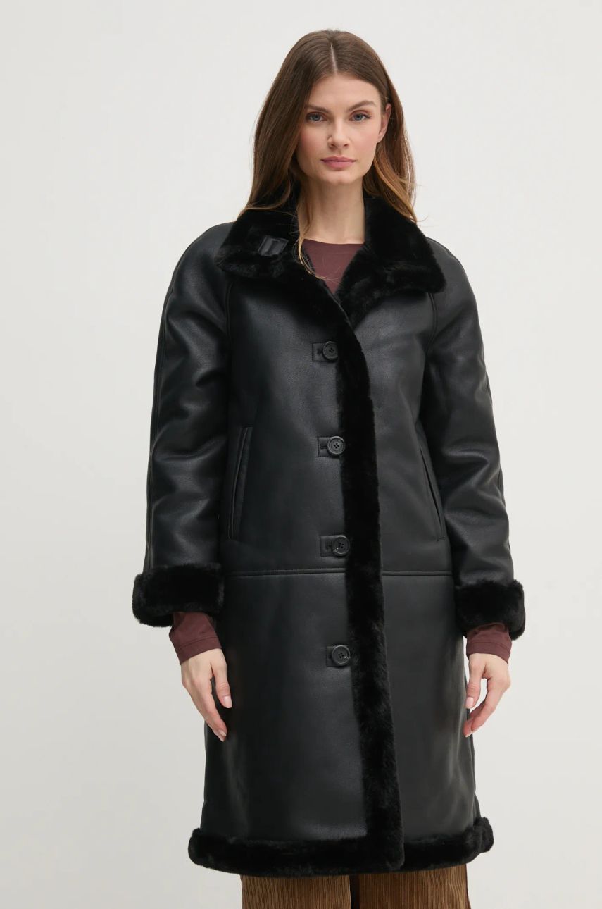 Pedro del Hierro palton femei, culoarea negru, de tranziție, oversize, 7528338