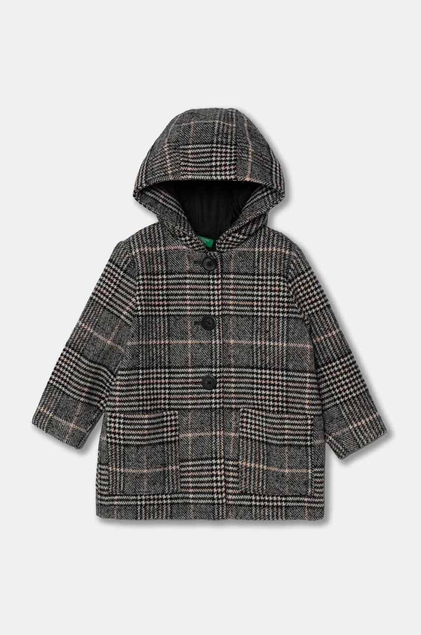 United Colors of Benetton palton din amestec de lână pentru copii culoarea negru, 2SNQGN032