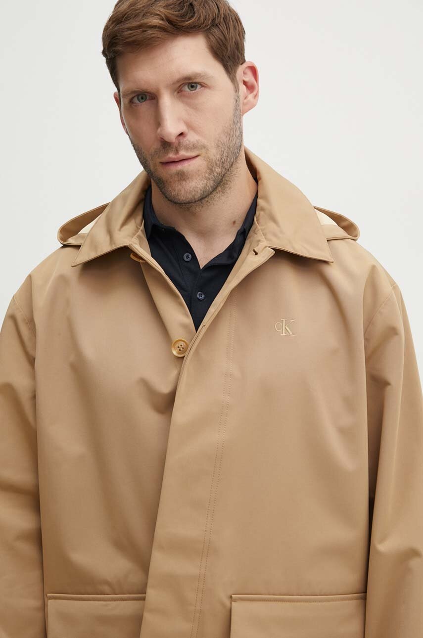 Παλτό Calvin Klein Jeans χρώμα: μπεζ, J30J326059 φωτογραφία