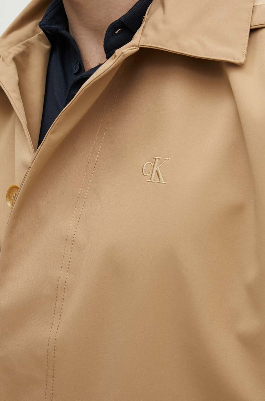 Παλτό Calvin Klein Jeans χρώμα: μπεζ, J30J326059 φωτογραφία