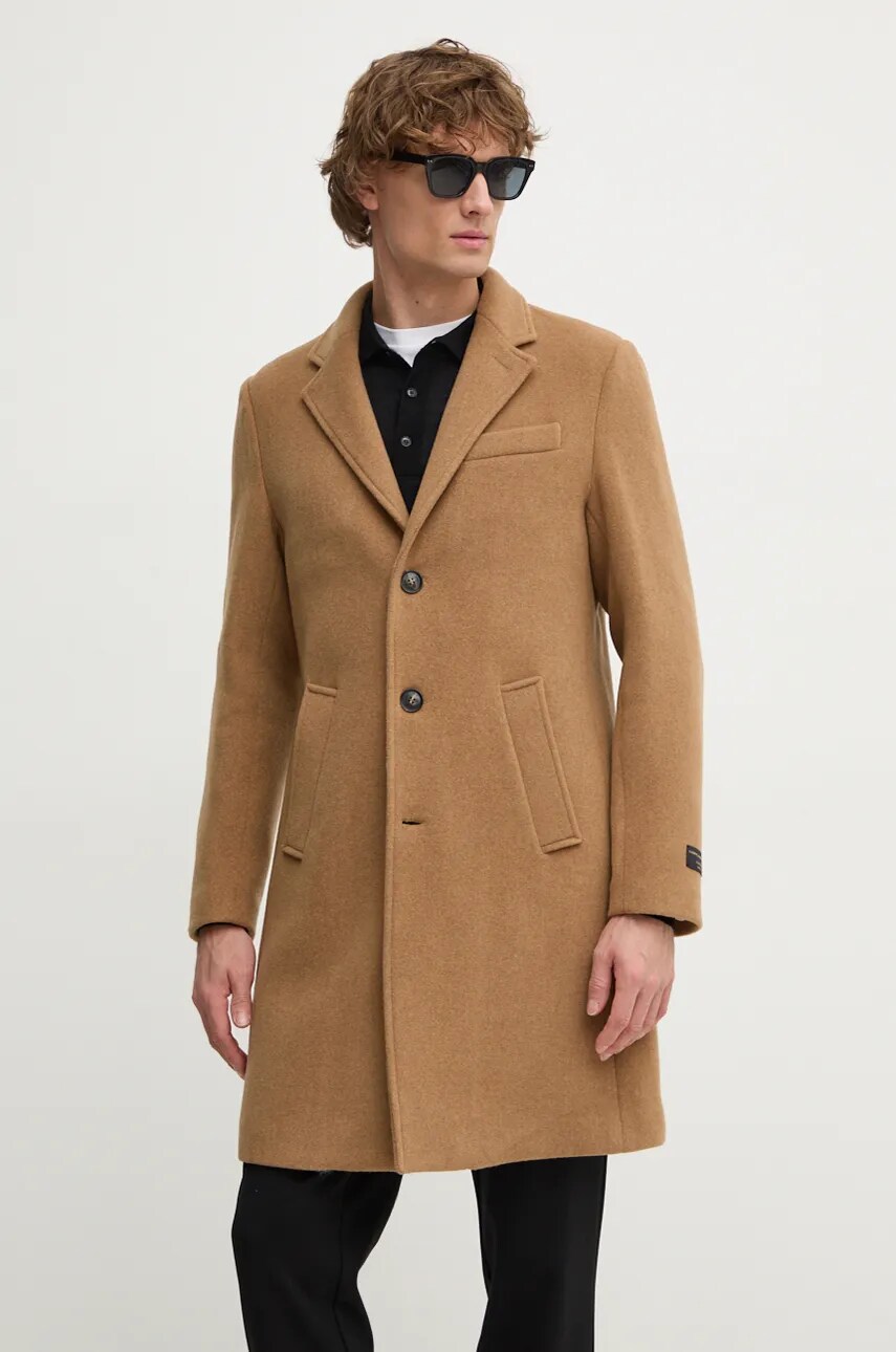 Levně Vlněný kabát Liu Jo hnědá barva, přechodný, QXX009 T2583