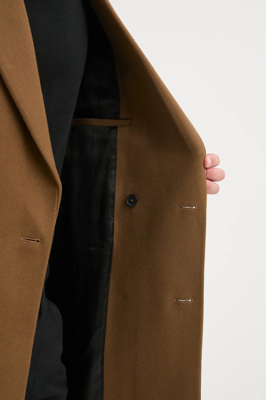 Вовняне пальто The Kooples колір коричневий перехідне двобортне HMAN29007K 