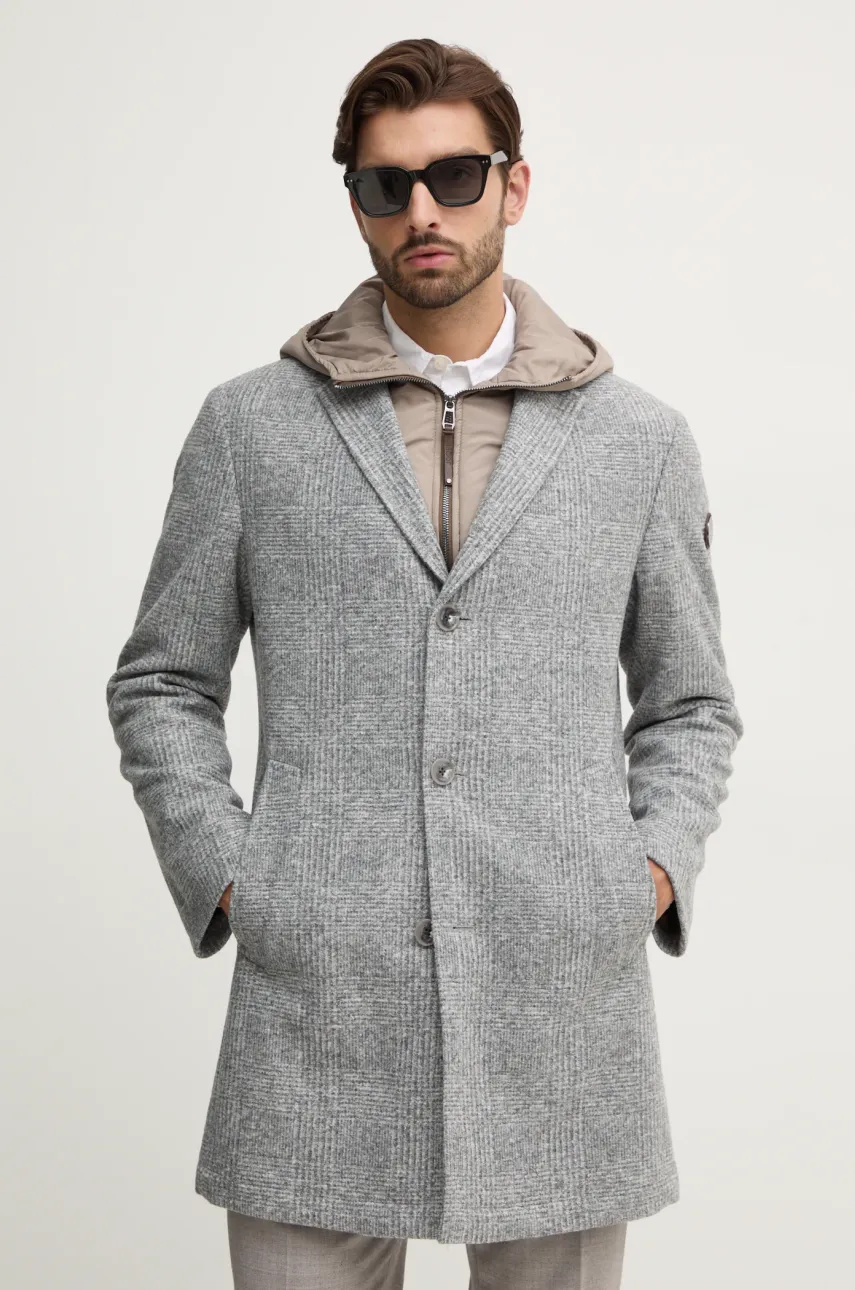 Joop! palton din lana culoarea gri, de tranzitie, 30044361