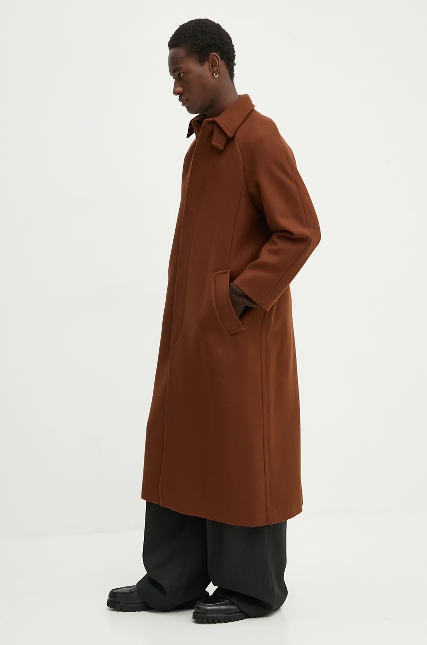 A.P.C. palton de lana manteau gaia culoarea maro, de tranzitie, oversize, WVBDE.F01533