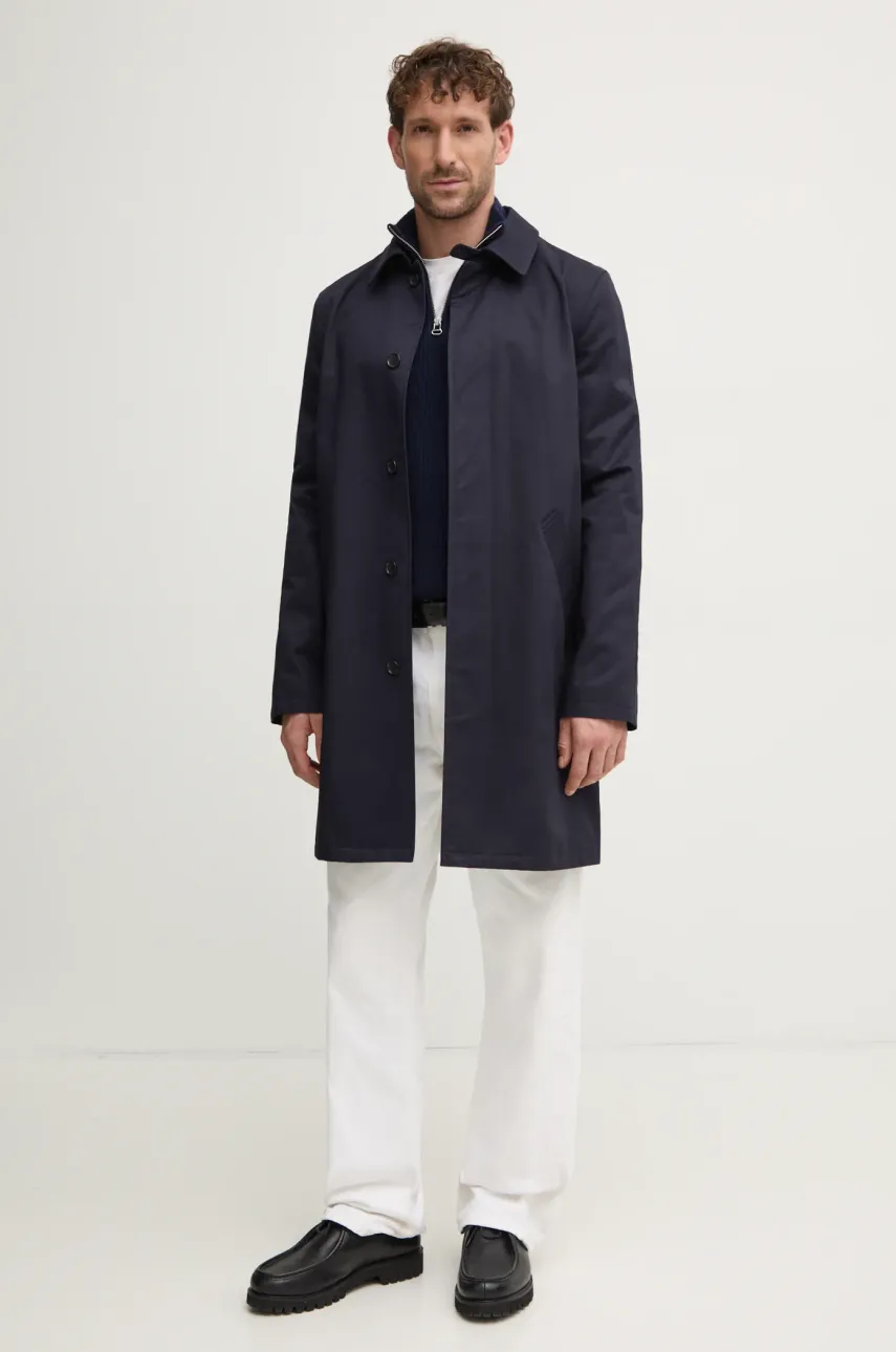 Хлопковый плащ A.P.C. mac ville цвет синий переходной COZBA.H01103 Хлопковый плащ A.P.C. mac ville цвет синий переходной COZBA.H01103