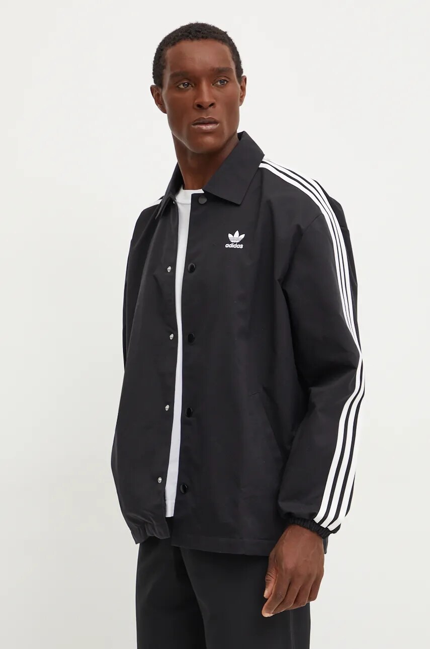 adidas Originals geaca Mesh Coach barbati, culoarea negru, de tranzitie, oversize, IZ1831