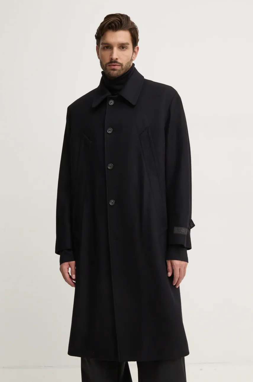 Шерстяное пальто MM6 Maison Margiela цвет чёрный переходное SH2AA0008.S52207 Шерстяное пальто MM6 Maison Margiela цвет чёрный переходное SH2AA0008.S52207