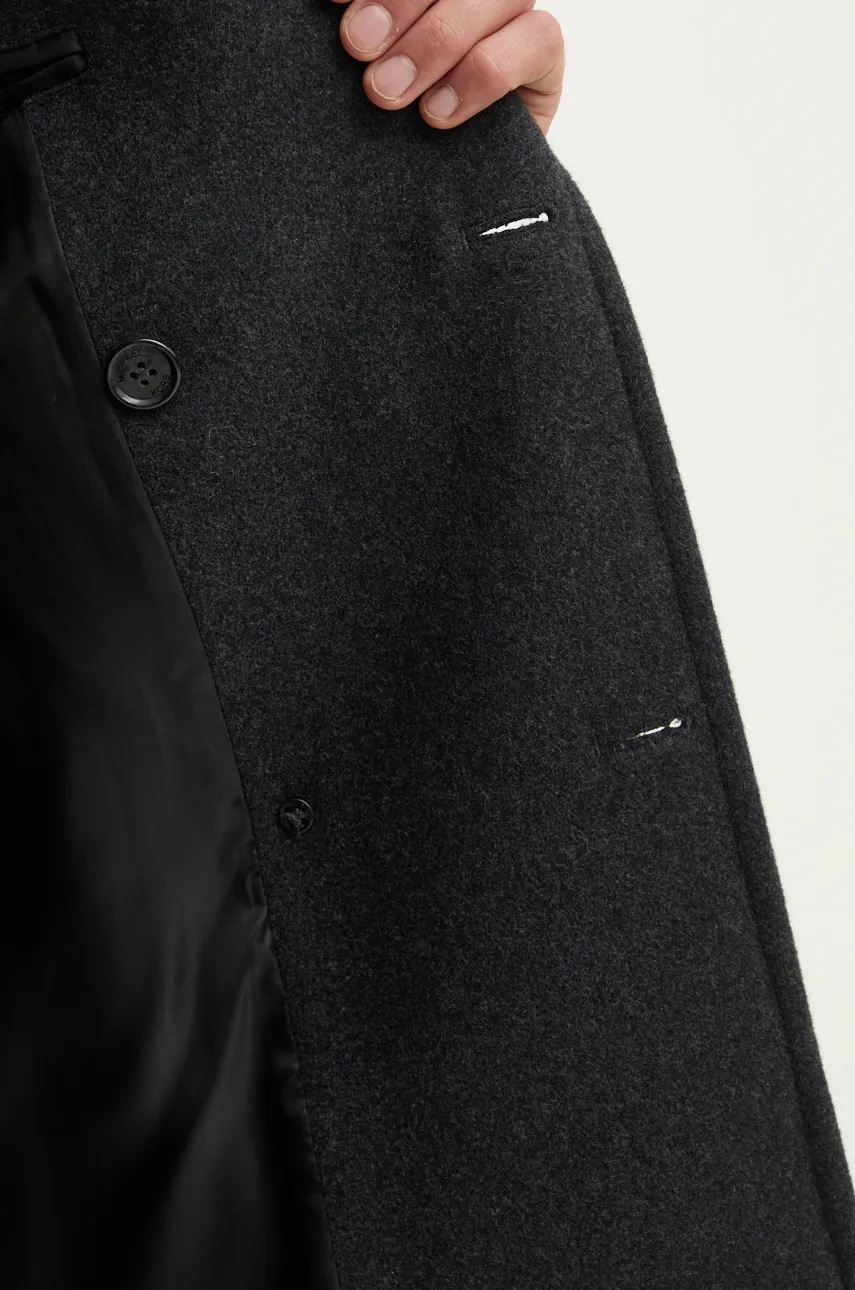 Вовняне пальто Michael Kors колір сірий перехідне двобортне CF42083BQA 