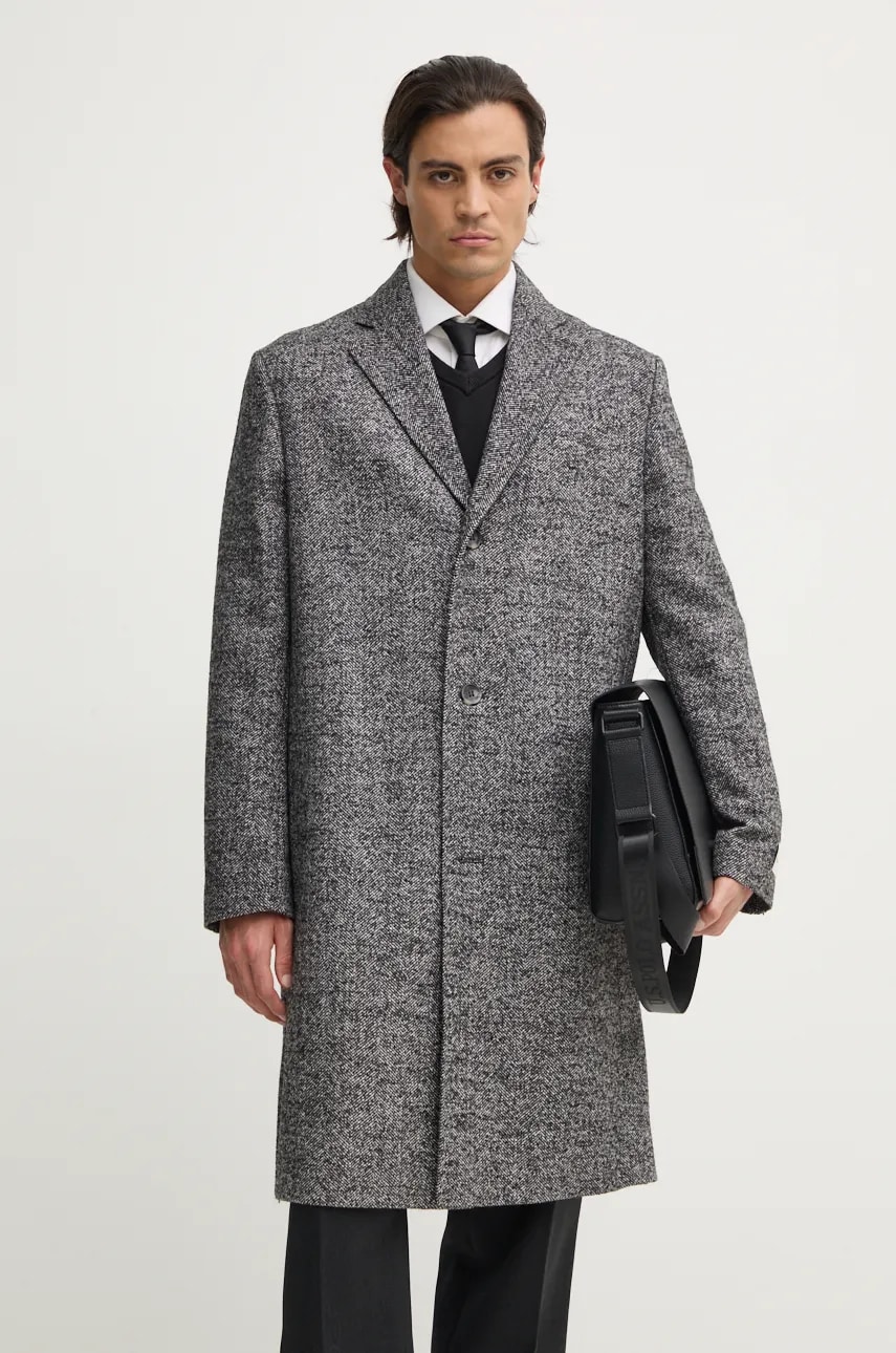 Calvin Klein Παλτό από μείγμα μαλλιού Calvin Klein χρώμα: γκρι, K10K113275
