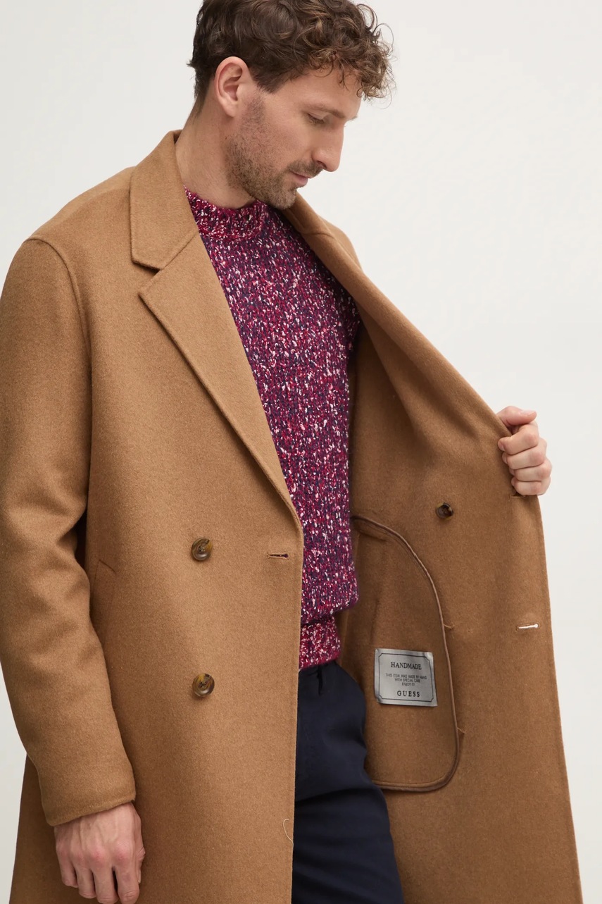 Вовняне пальто Guess колір коричневий перехідне M4BL47.WGJU2 