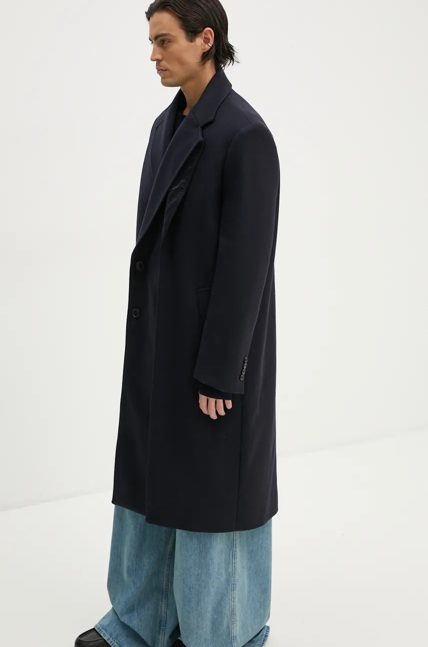 Μάλλινο παλτό Y/Project DOUBLE FRONT COAT χρώμα: ναυτικό μπλε, 201CO006 φωτογραφία